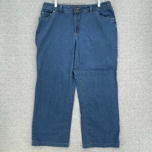 Women Within Jeans Womens 18W Plus Blue Denim Straight Leg 5 Pocket Cotton